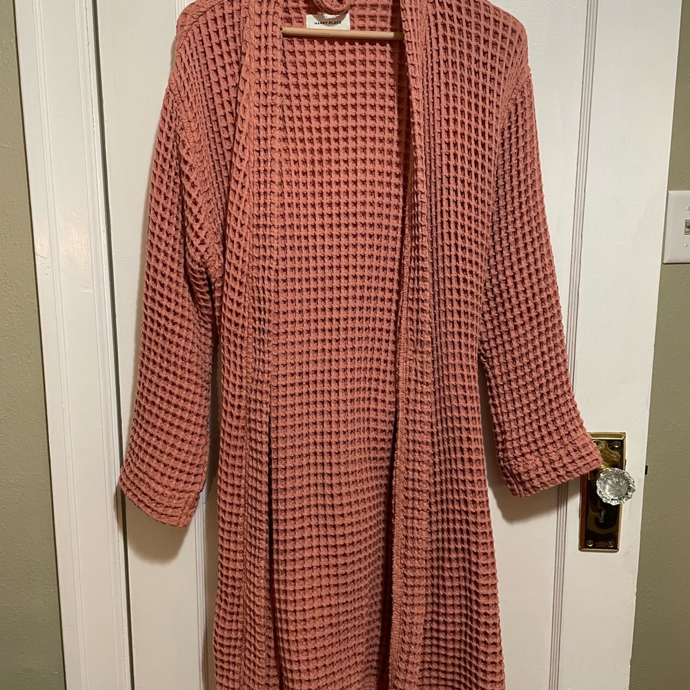 Happy Place Waffle Robe Pink Terra Cotta Size L